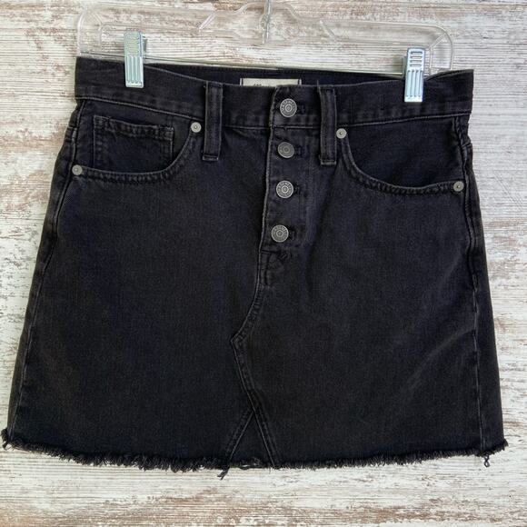 Madewell Rigid Denim A-Line Mini Skirt in Lunar Wash: Button-Front Edition sz 26 - Picture 6 of 12